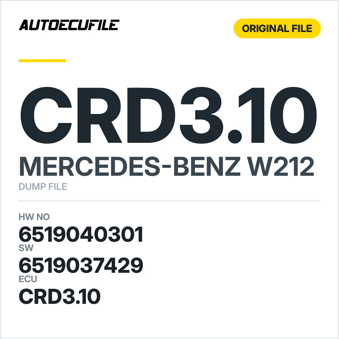 MERCEDES W212 CRD3.10 6519040301 6519037429 DUMP