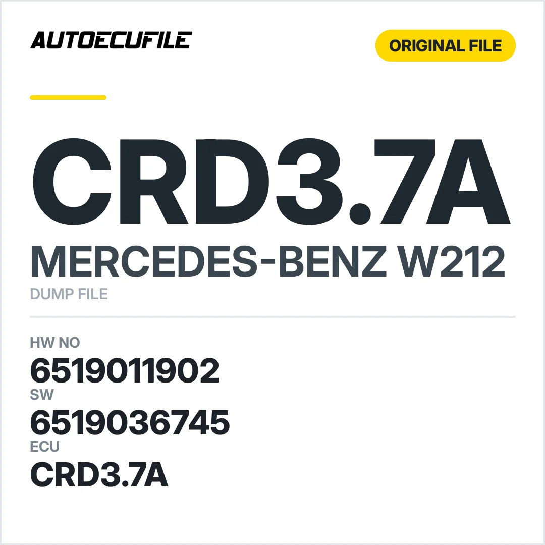 MERCEDES W212 CRD3.7A 6519011902 6519036745 DUMP