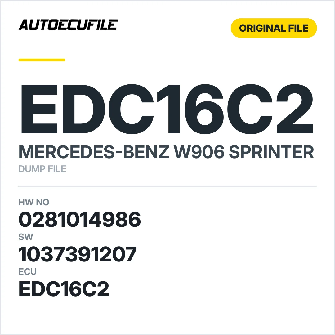 MERCEDES W906 SPRINTER EDC16C2 0281014986 1037391207 DUMP