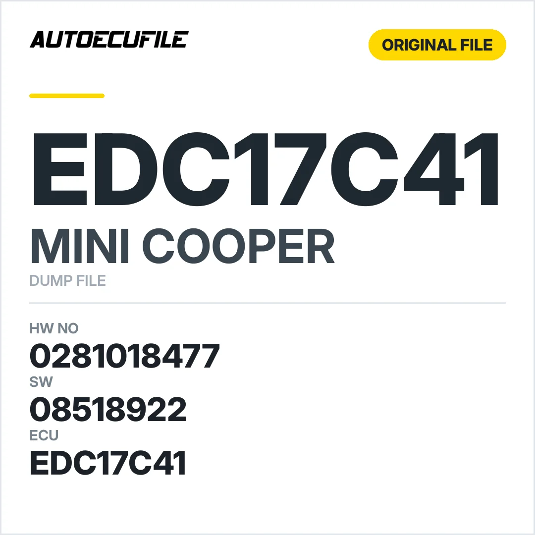 MINI COOPER EDC17C41 0281018477 08518922 1037515074 DUMP