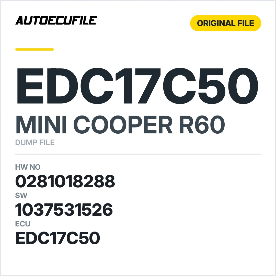 MINI COOPER EDC17C50 0281018288 08517698 1037531526 DUMP