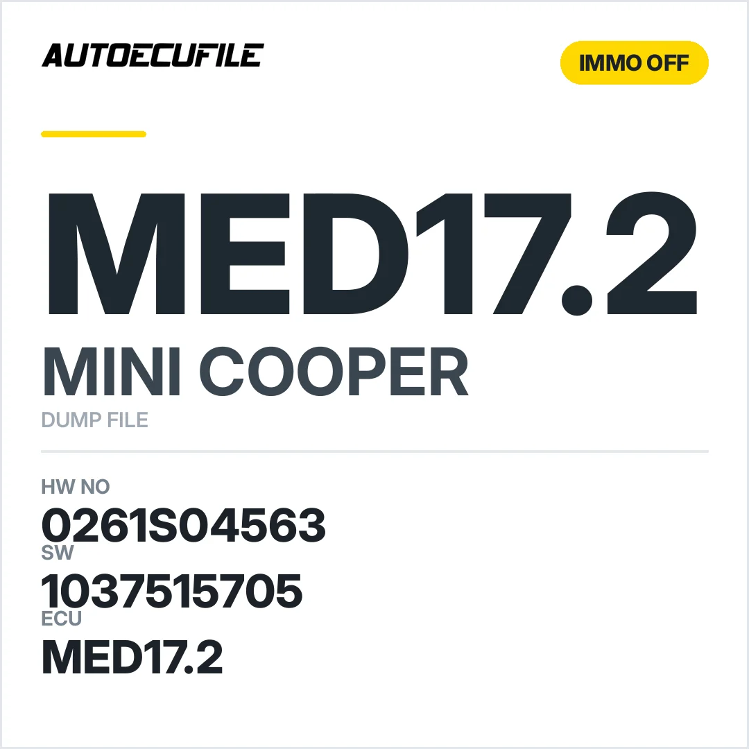 MINI COOPER MED17.2 0261S04563 1037395077 1037515705 IMMO OFF DUMP