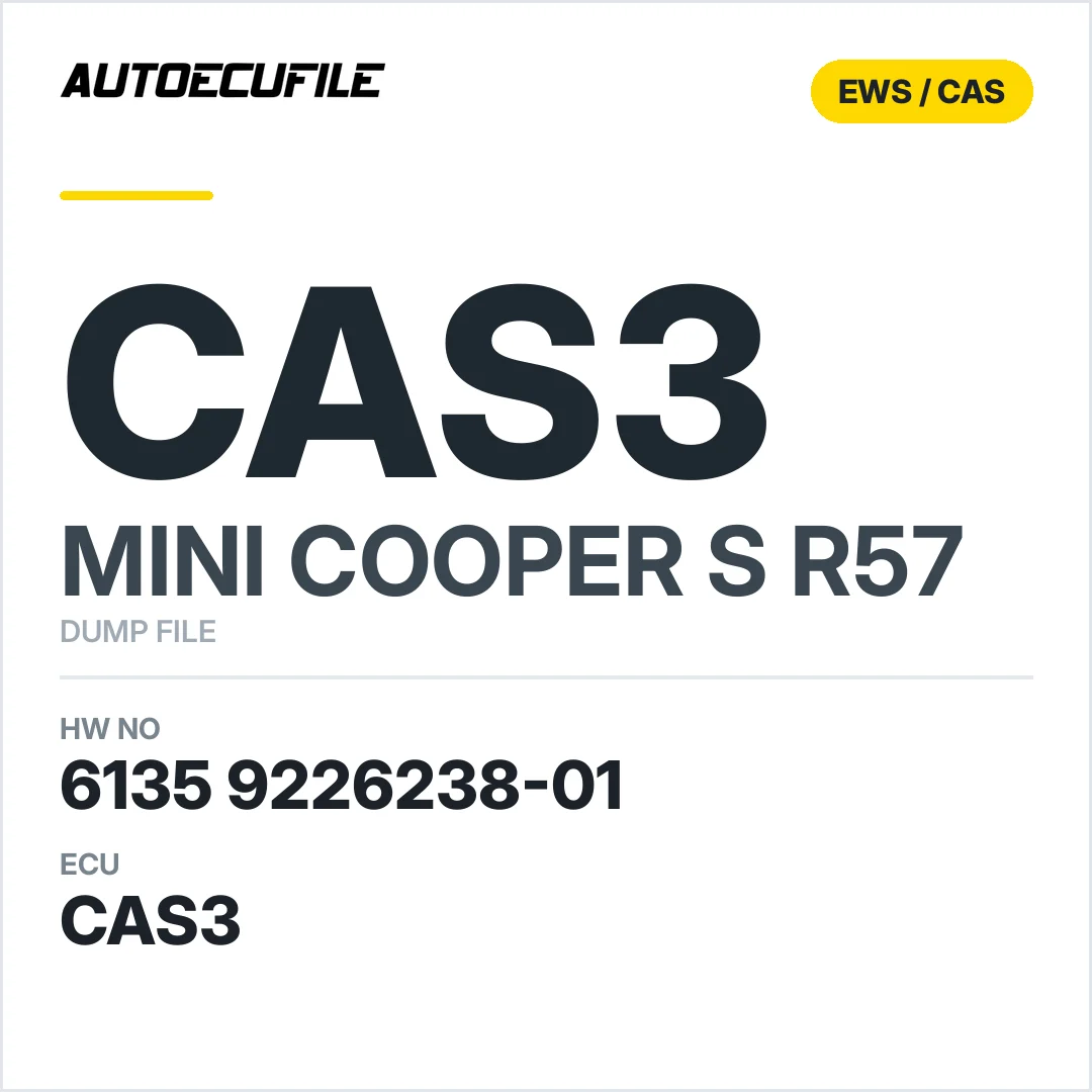 MINI COOPER R57 CAS3 6135 9226238-01 DUMP