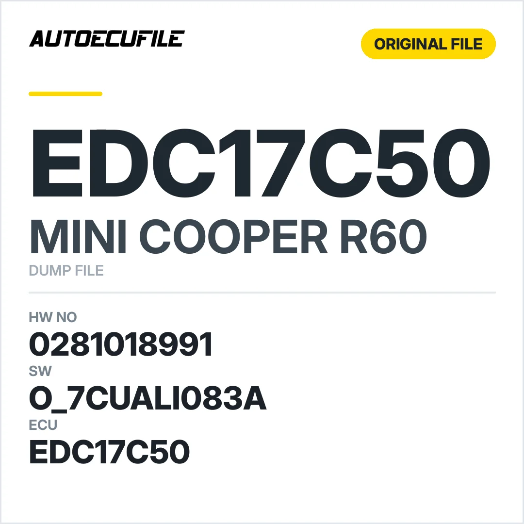 MINI COOPER R60 EDC17C50 0281018991 08519792 1037522666 DUMP