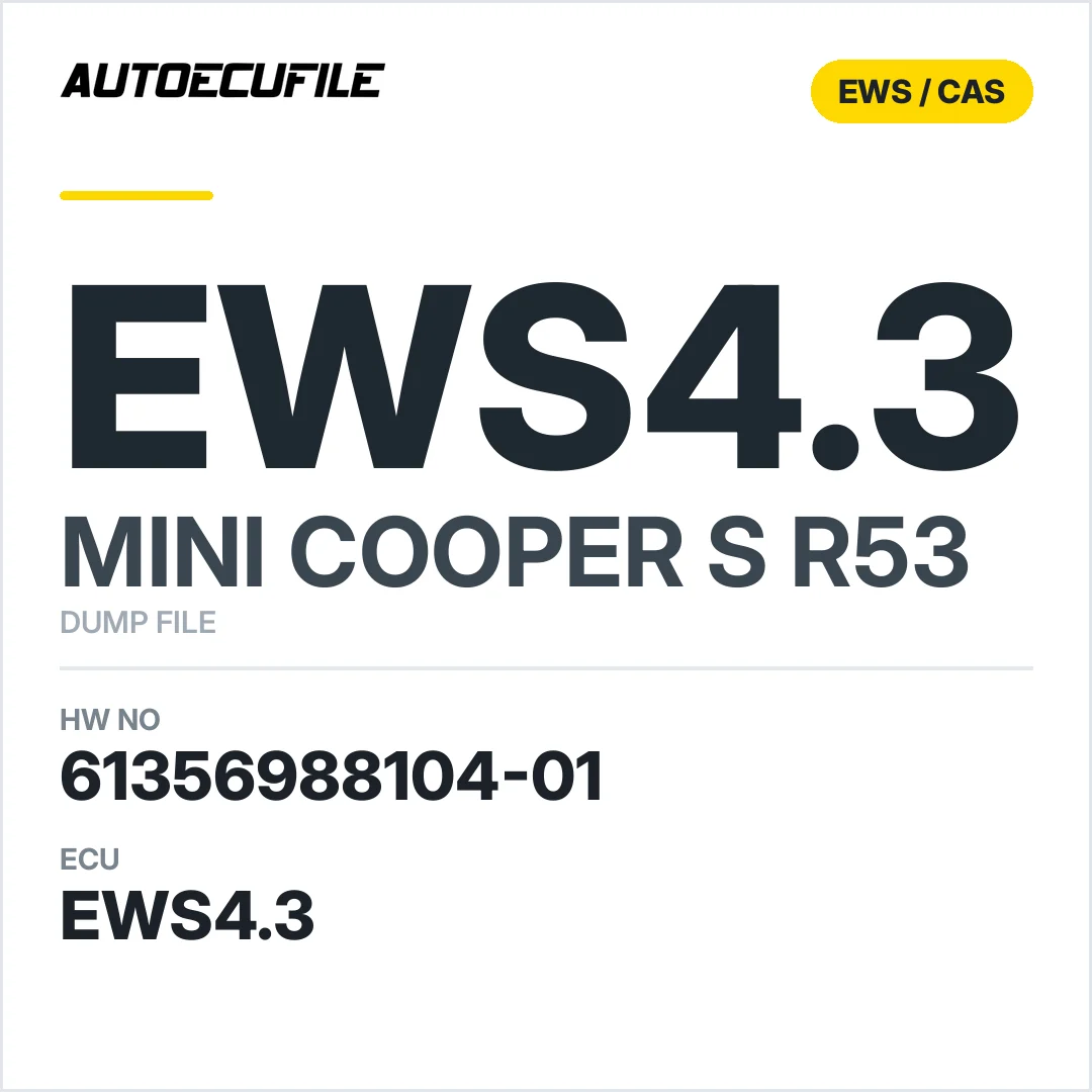 MINI COOPER S R53 EWS4.3  6135 6988104-02 DUMP