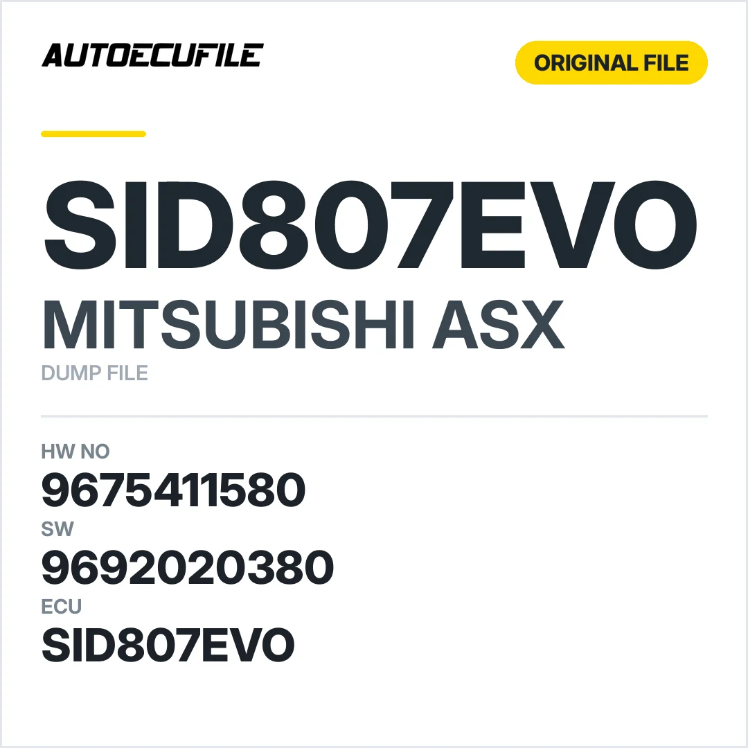 MITSUBISHI ASX SID807EVO 9675411580 9692020380 DUMP