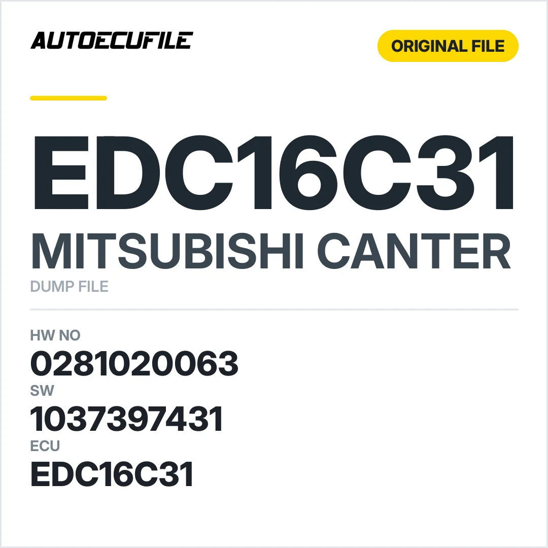 MITSUBISHI CANTER EDC16C31 0281020063 1037397431 DUMP