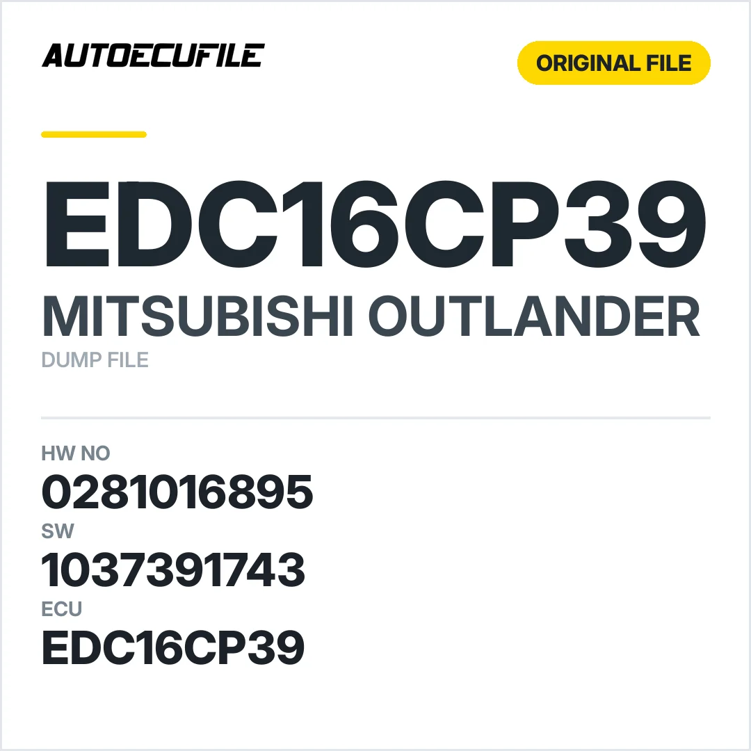MITSUBISHI OUTLANDER EDC16CP39 0281016895 1037391743 DUMP