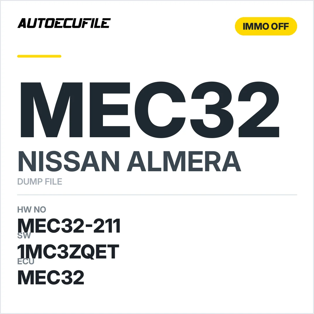 NISSAN ALMERA MEC32-211 1MC3ZQET IMMO OFF DUMP