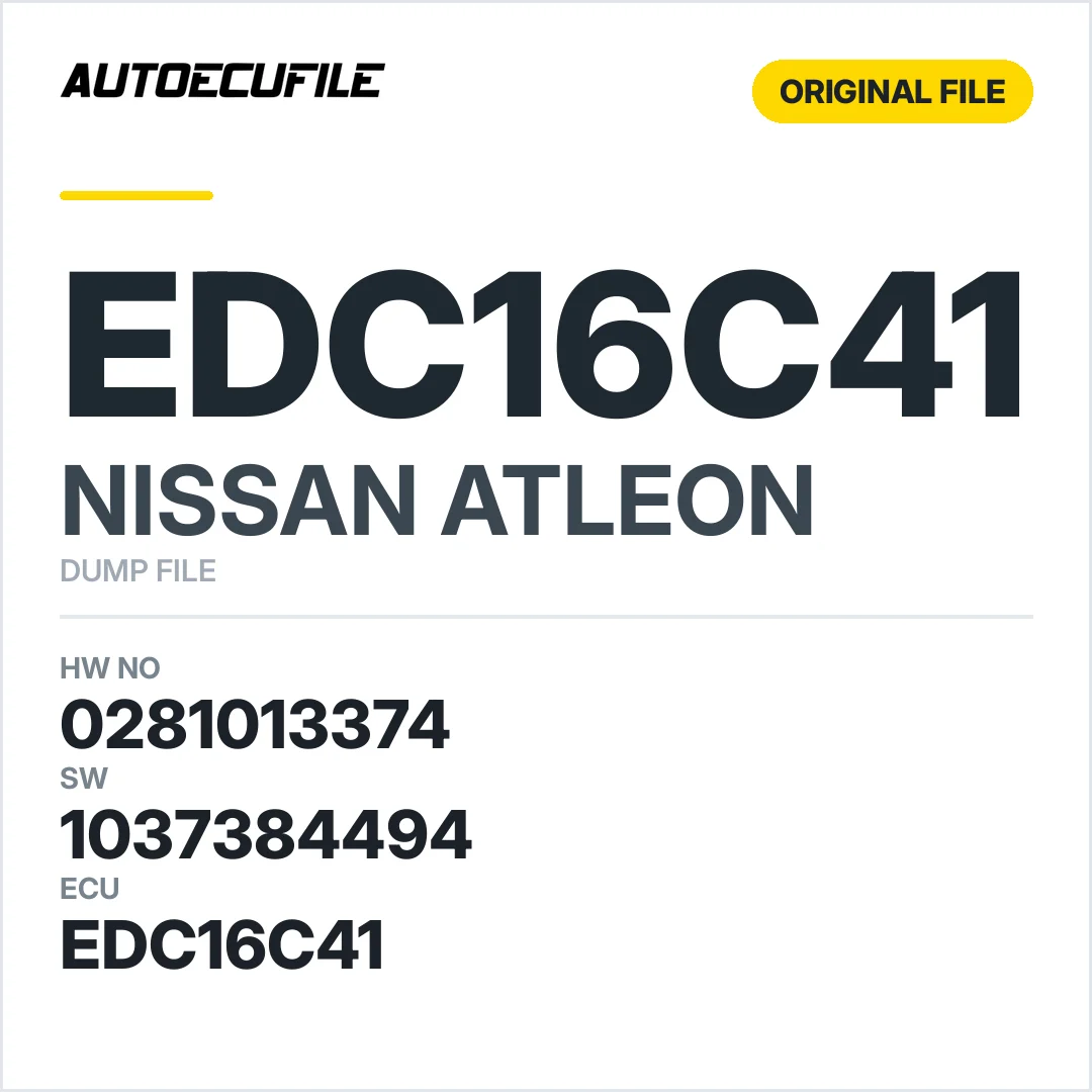 NISSAN ATLEON EDC16C41 0281013374 1037384494 DUMP