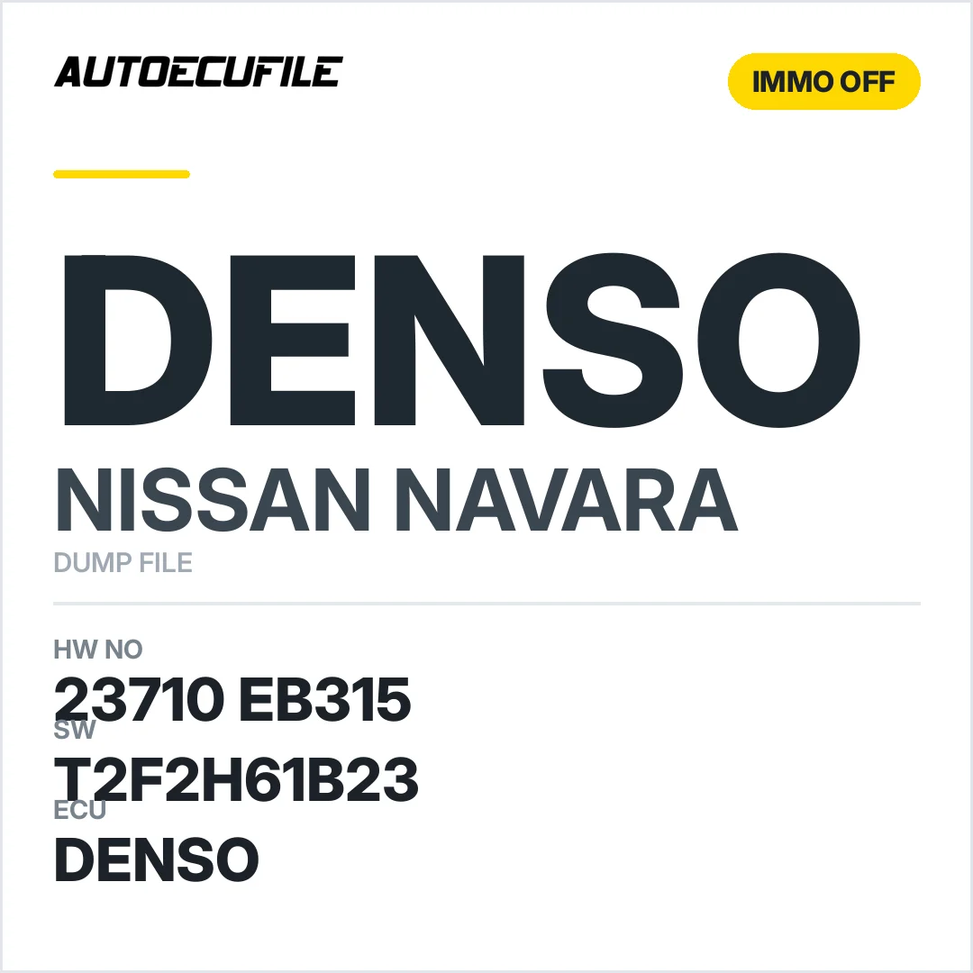 NISSAN NAVARA DENSO 23710 EB315 E20KU4C  T2F2H61B23 IMMO OFF DUMP
