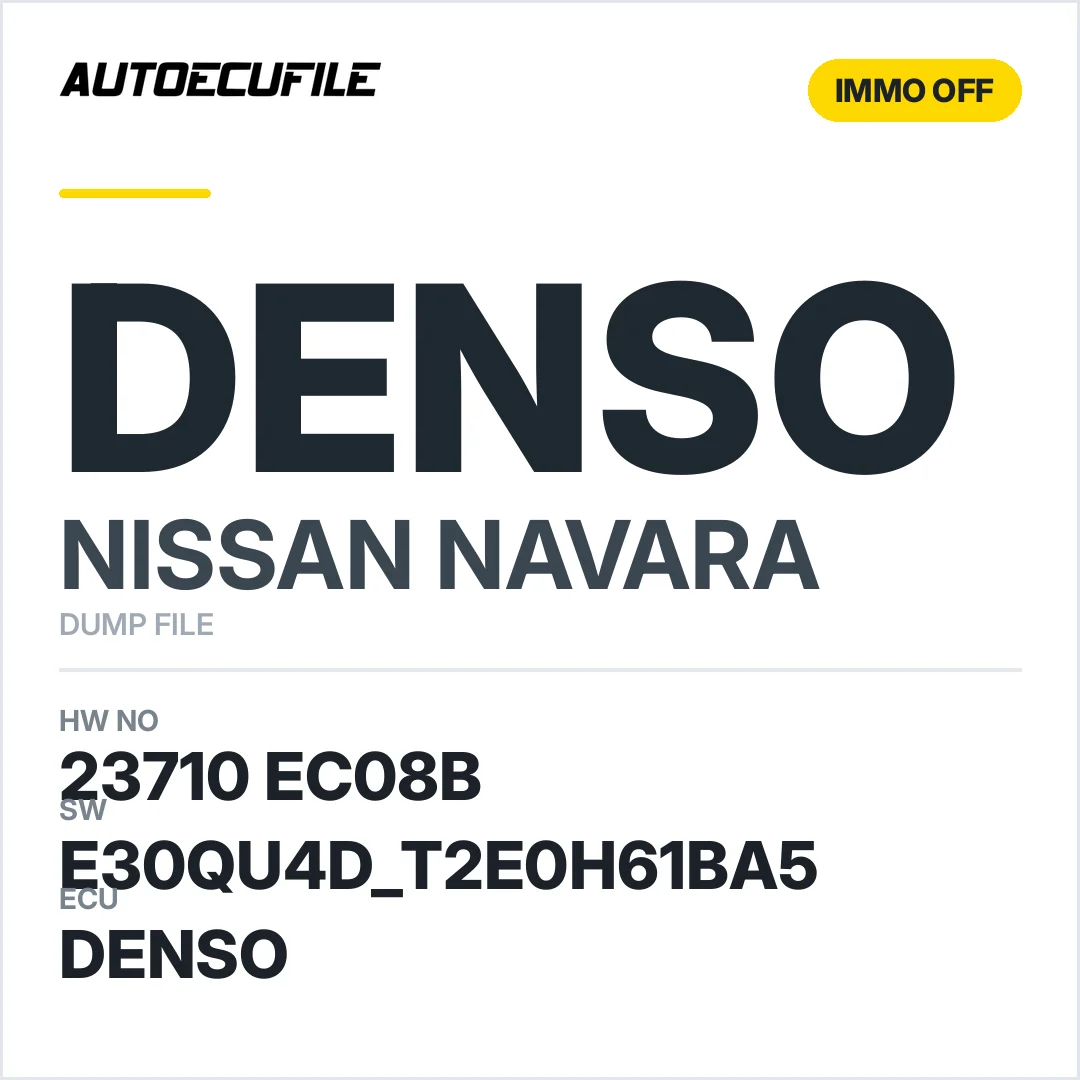 NISSAN NAVARA DENSO 23710 EC08B E30QU4D T2E0H61BA5 IMMO OFF DUMP