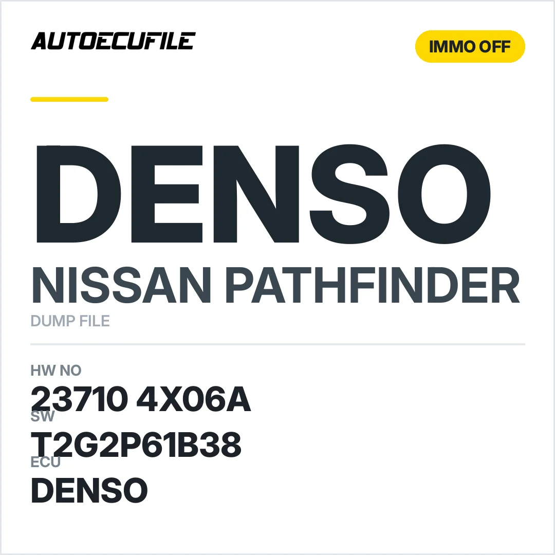 NISSAN PATHFINDER DENSO 23710 4X06A E30VU4D_ T2G2P61B38 IMMO OFF DUMP