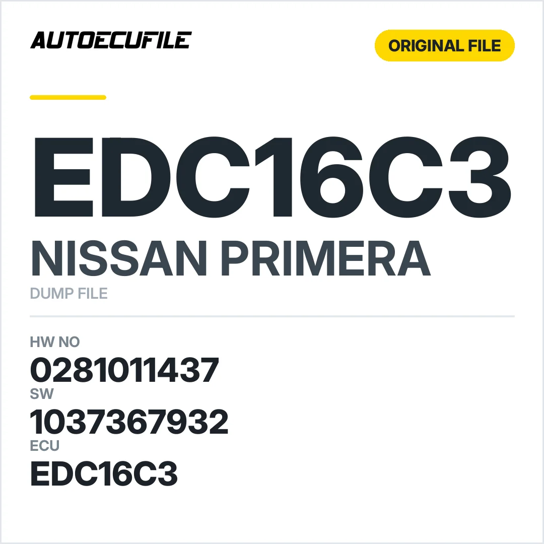 NISSAN PRIMERA EDC16C3 0281011437 1037367932 DUMP