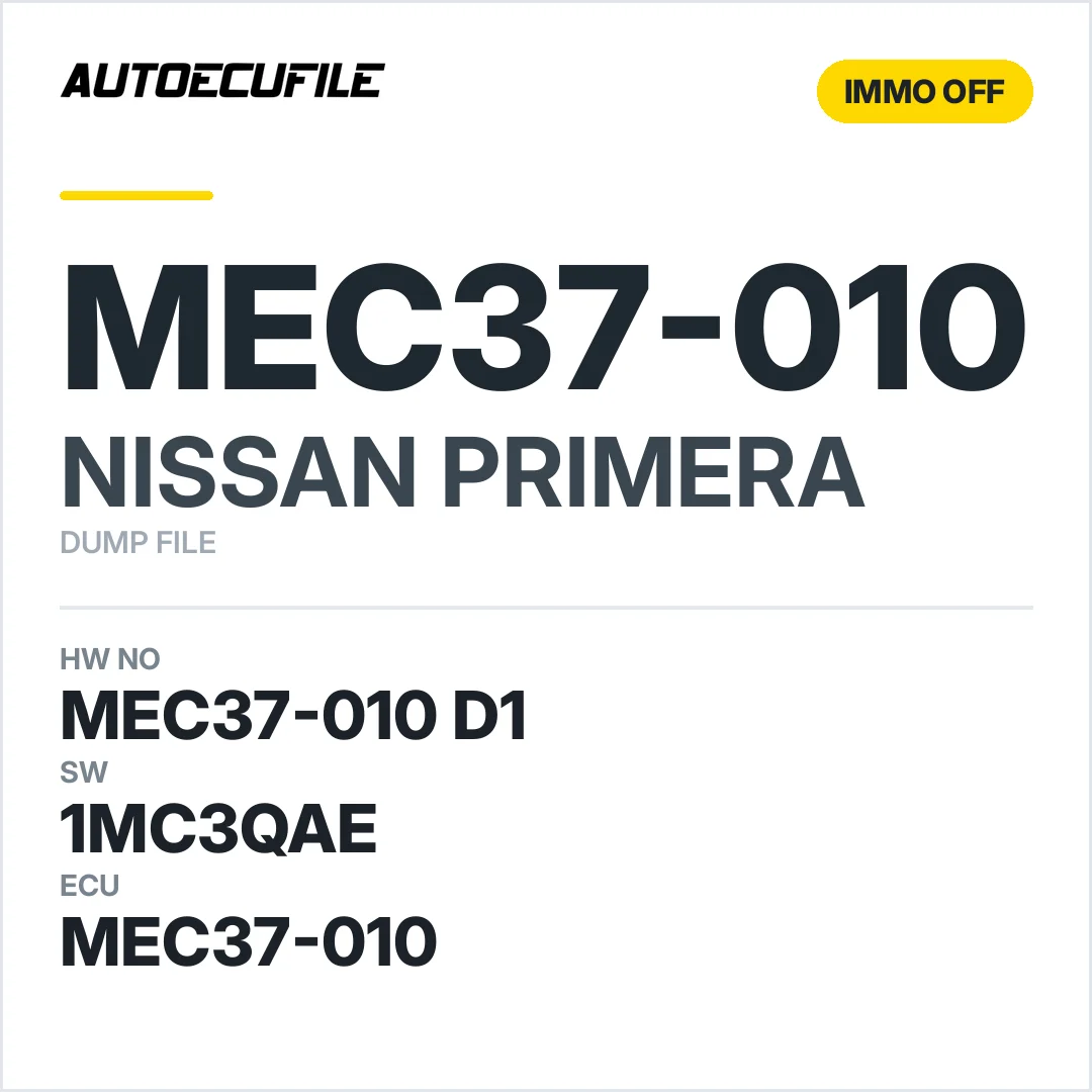 NISSAN PRIMERA MEC37-010 D1 1MC3QAES 1BA101 IMMO OFF DUMP