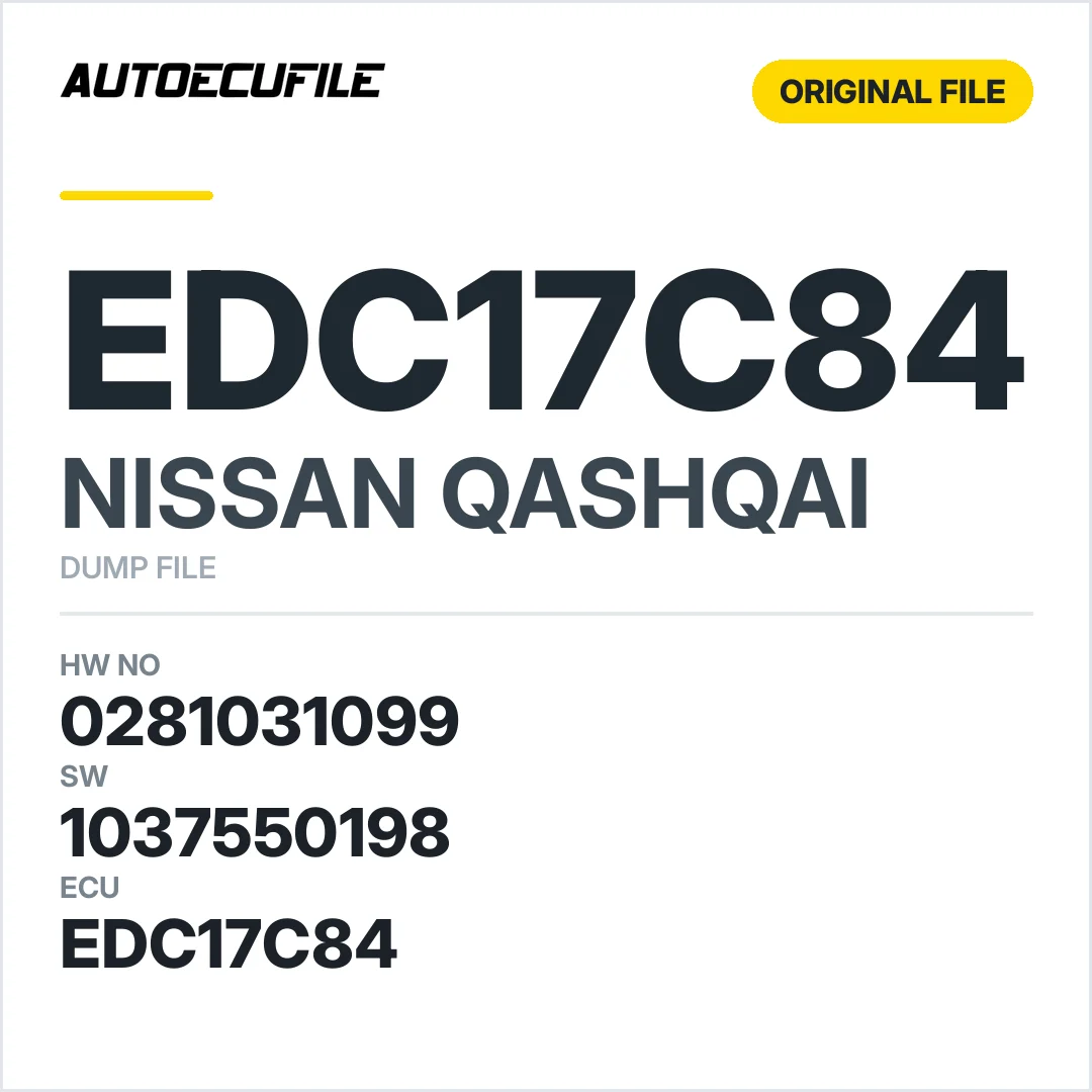 NISSAN QASHQAI EDC17C84 0281031099 1037550198 DUMP