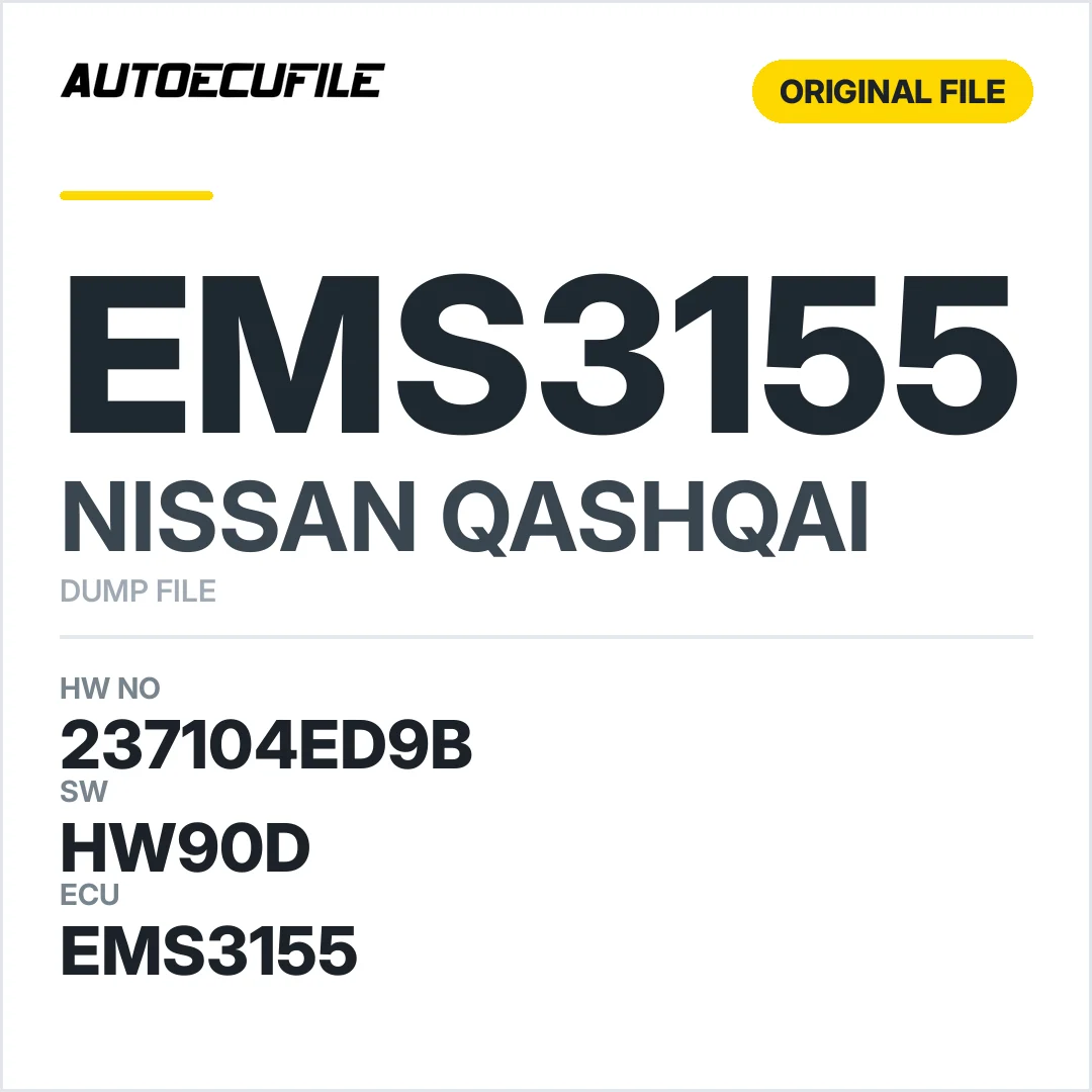 NISSAN QASHQAI EMS3155 237104ED9B HW90D DUMP