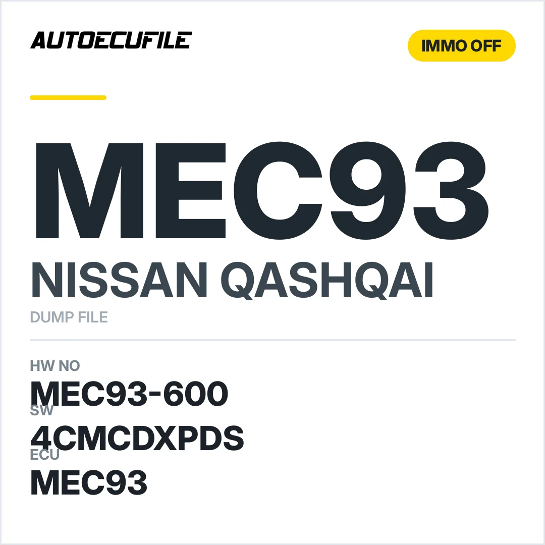 NISSAN QASHQAI MEC93-600 4CMCDXPDS IMMO OFF DUMP