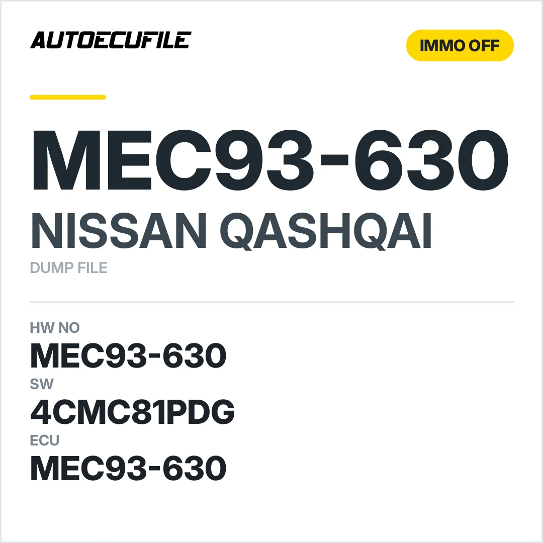 NISSAN QASHQAI MEC93-630 4CMC81PDG IMMO OFF DUMP