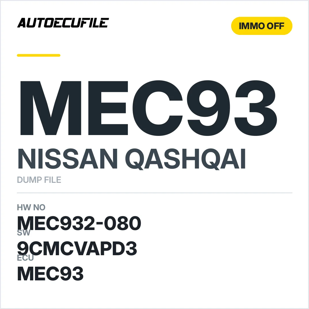 NISSAN QASHQAI MEC932-080 9CMCVAPD3 IMMO OFF DUMP