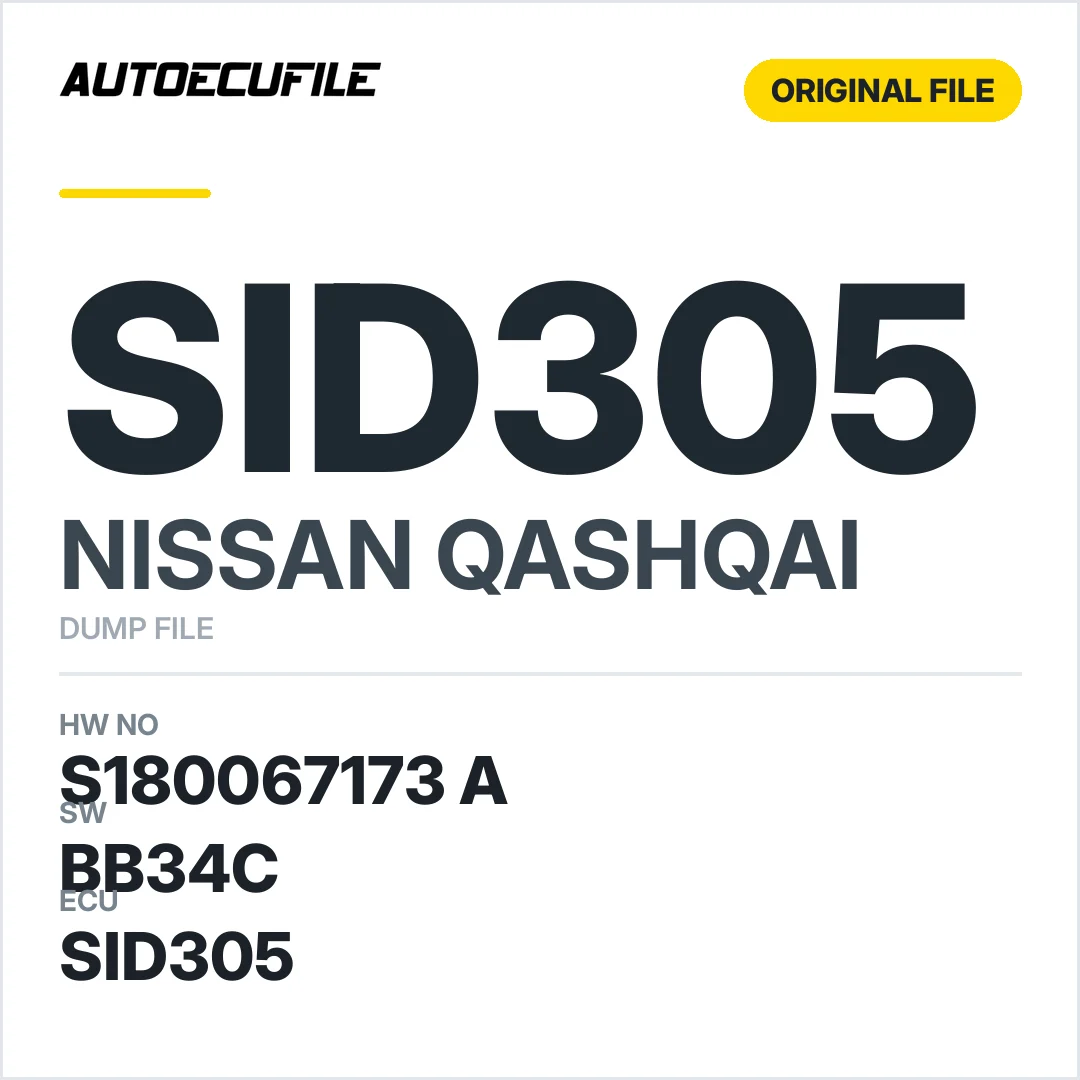 NISSAN QASHQAI SID305 23710BB31A 237101449R BB34C DUMP