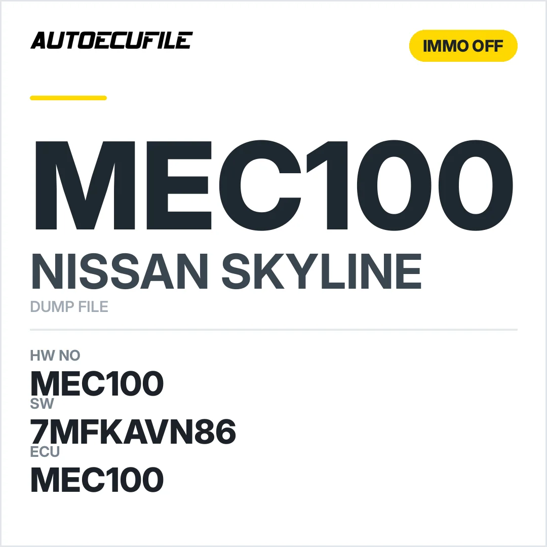 NISSAN SKYLINE MEC100 1JK03A 7MFKAVN86 IMMO OFF DUMP