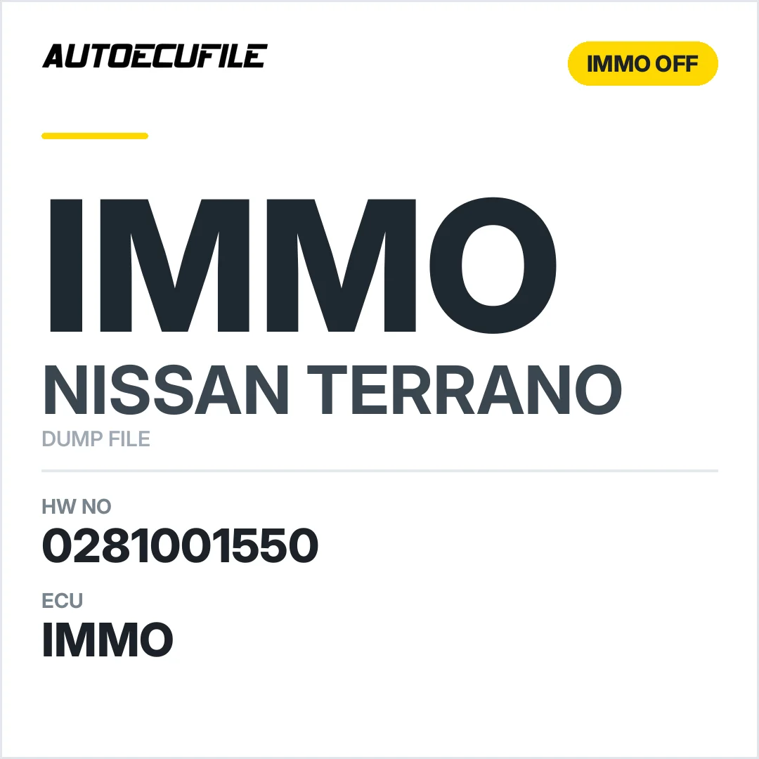 NISSAN TERRANO 0281001550 TD -23710-7F405 IMMO OFF DUMP