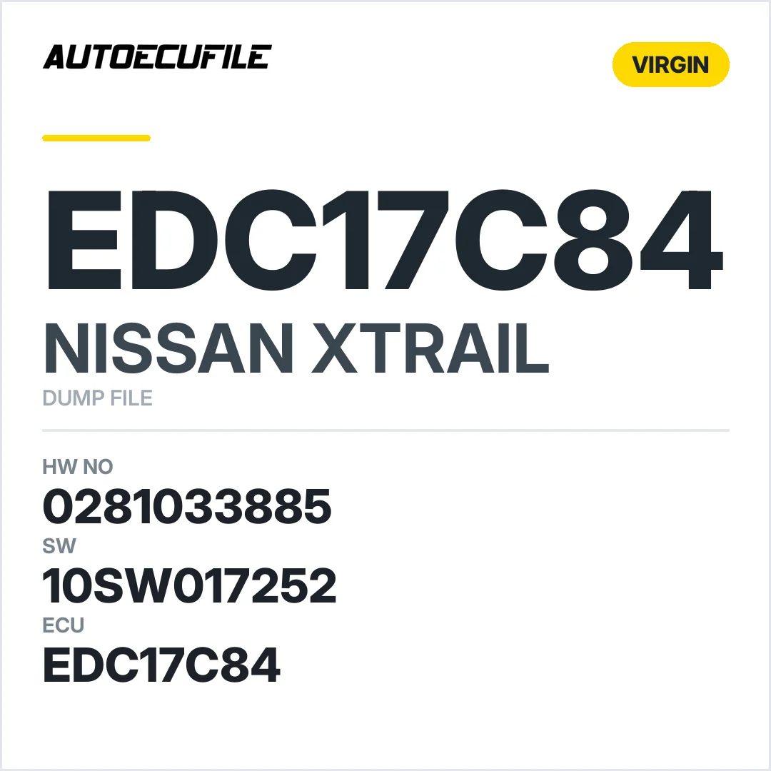 NISSAN XTRAIL EDC17C84 0281033885 10SW012814 10SW017252 AUTO SYNC DUMP