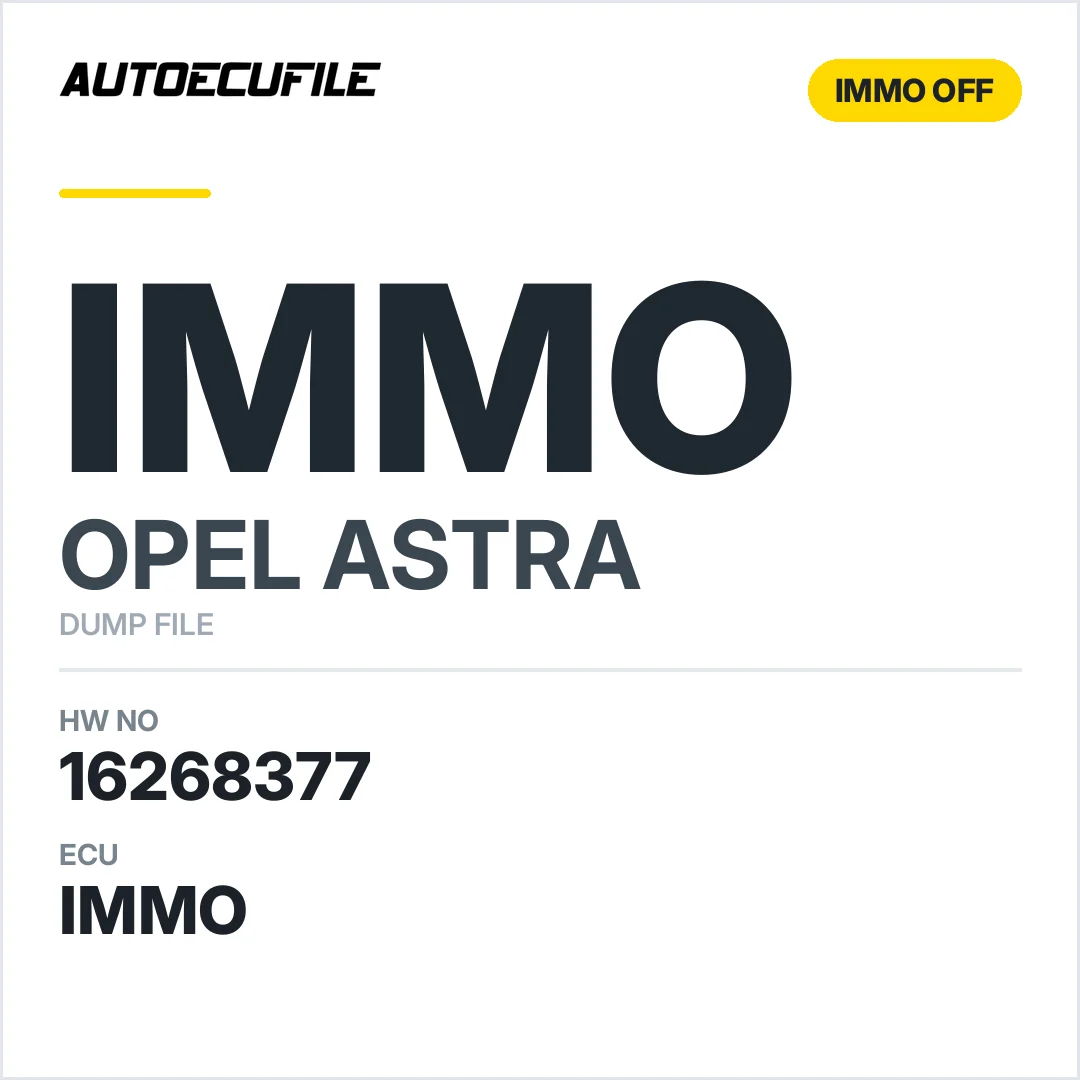OPEL ASTRA 16268377 6237797 IMMO OFF DUMP