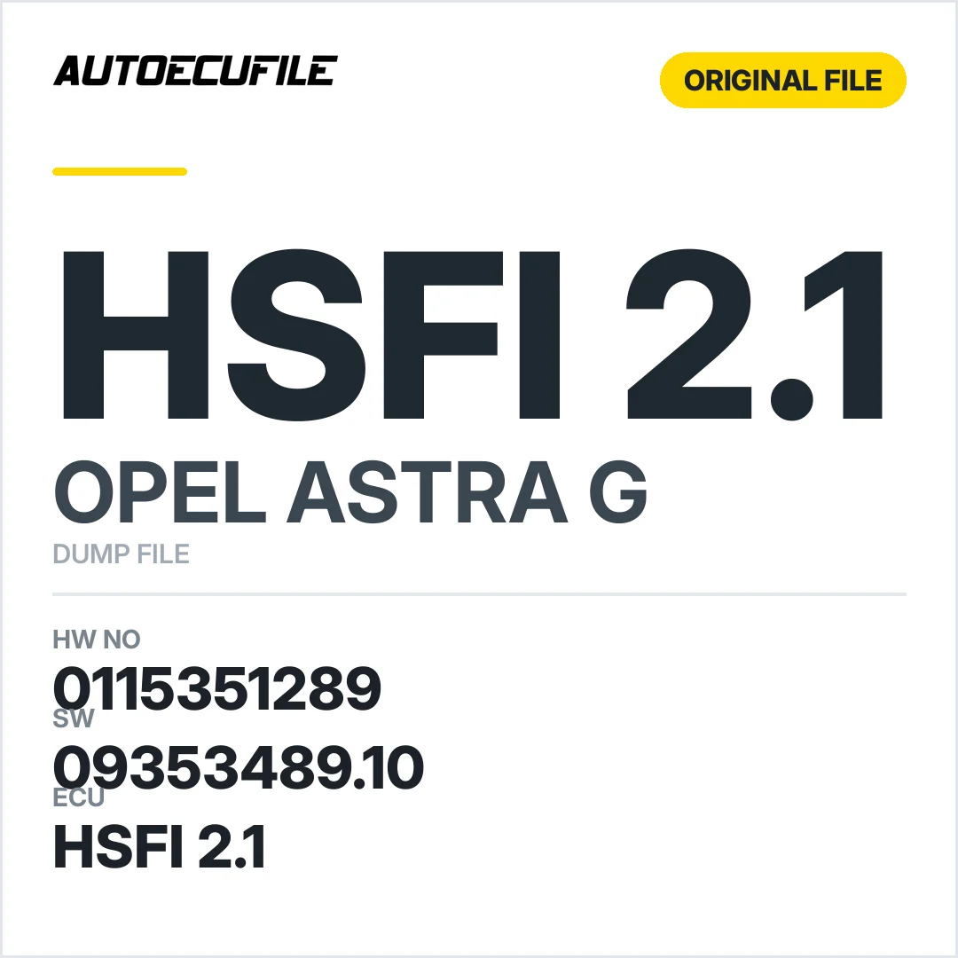 OPEL ASTRA G HSFI 2.1 0115351289 09353489.10 DUMP