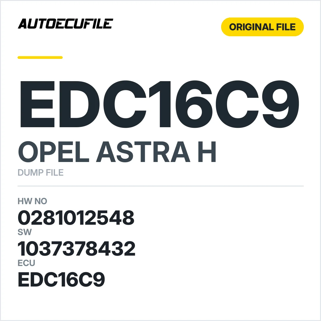 OPEL ASTRA H EDC16C9  0281012548 1037378432 BDM DUMP