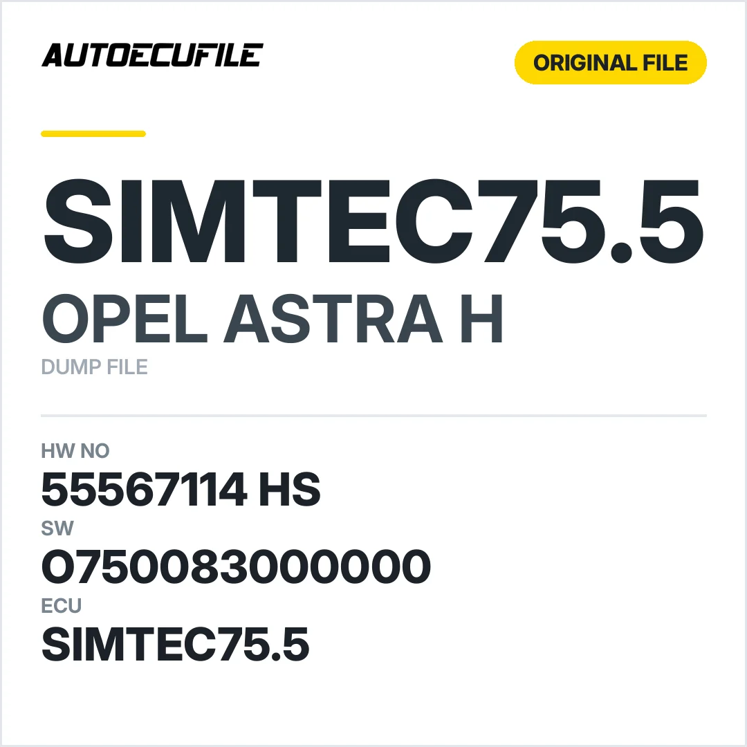 OPEL ASTRA H SIMTEC75.5 55567114 HS 5WK9460 O750083000000 DUMP
