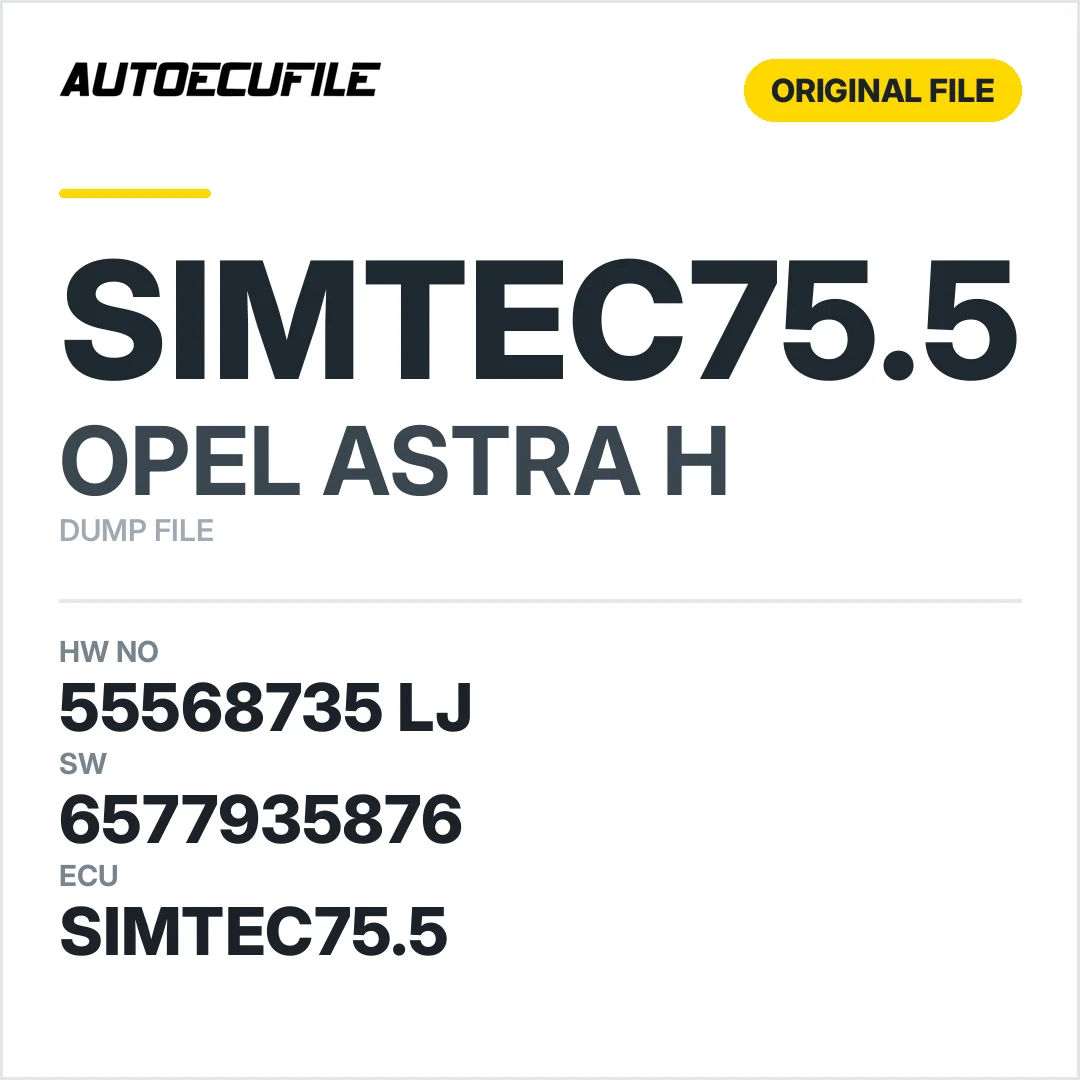 OPEL ASTRA H SIMTEC75.5 55568735 LJ 6577935876  DUMP.
