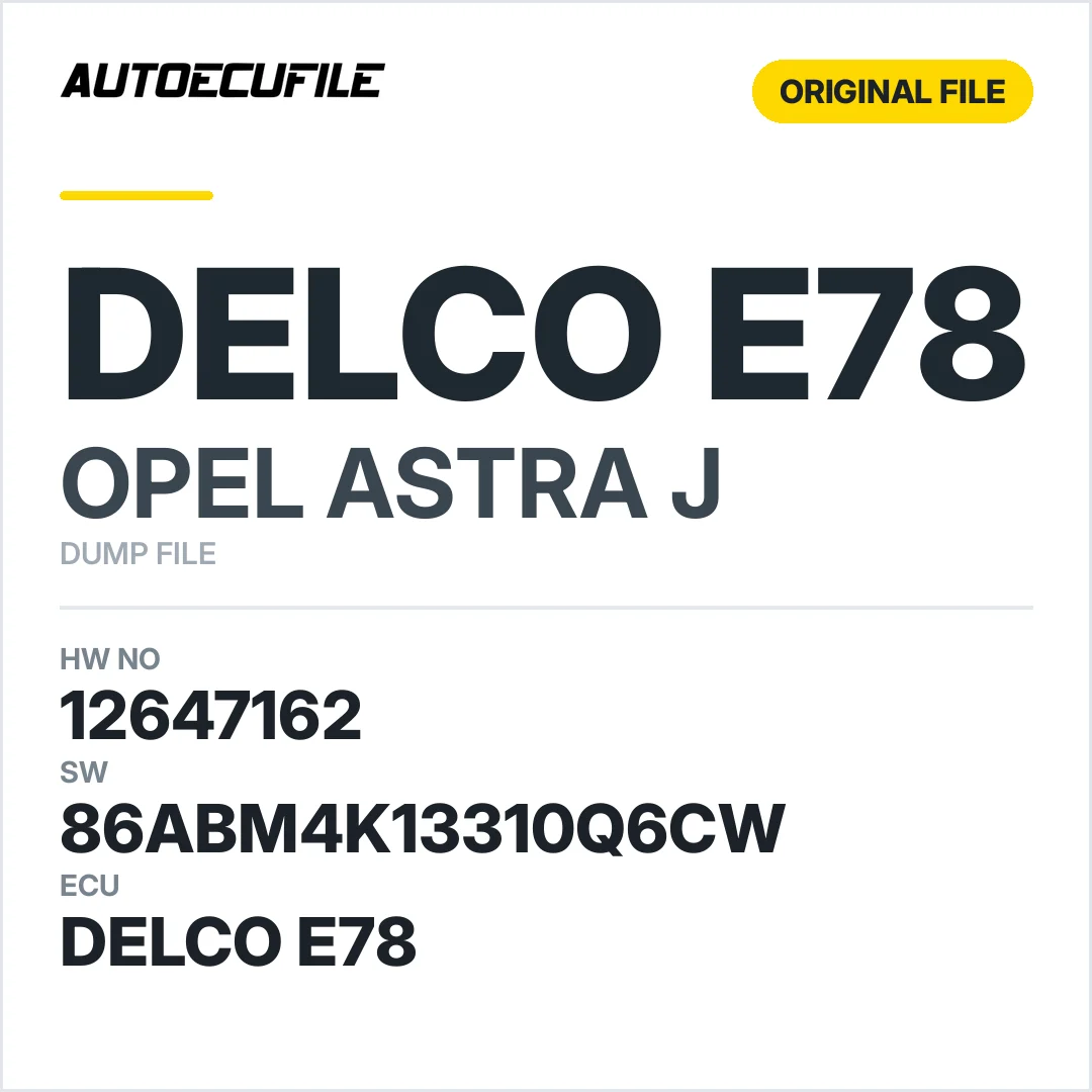 OPEL ASTRA J DELCO E78 12647162 86ABM4K13310Q6CW DUMP