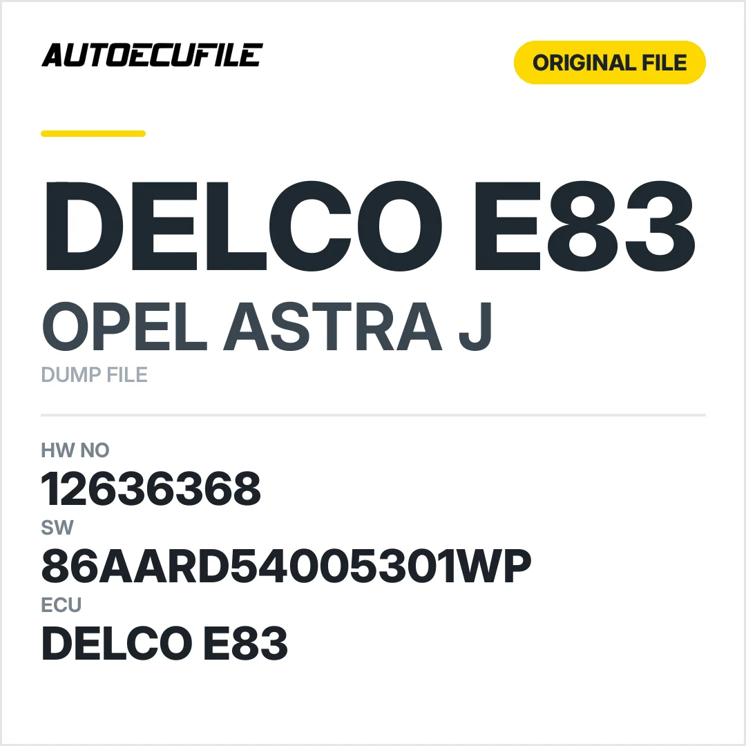 OPEL ASTRA J DELCO E83 12636368 86AARD54005301WP 55577481 DUMP
