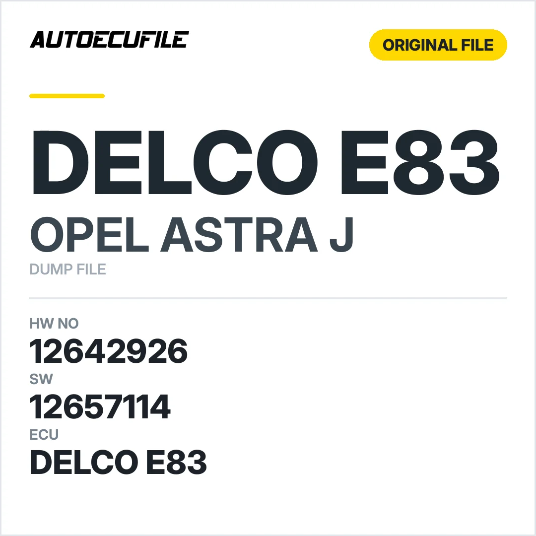 OPEL ASTRA J DELCO E83 12642926 12657114 DUMP