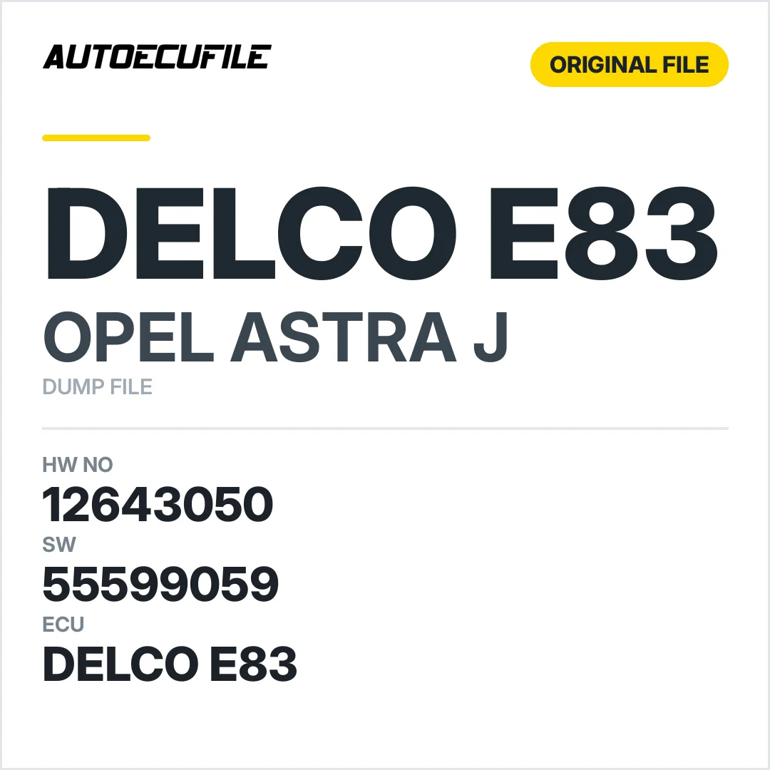 OPEL ASTRA J DELCO E83 12643050 55599059 DUMP
