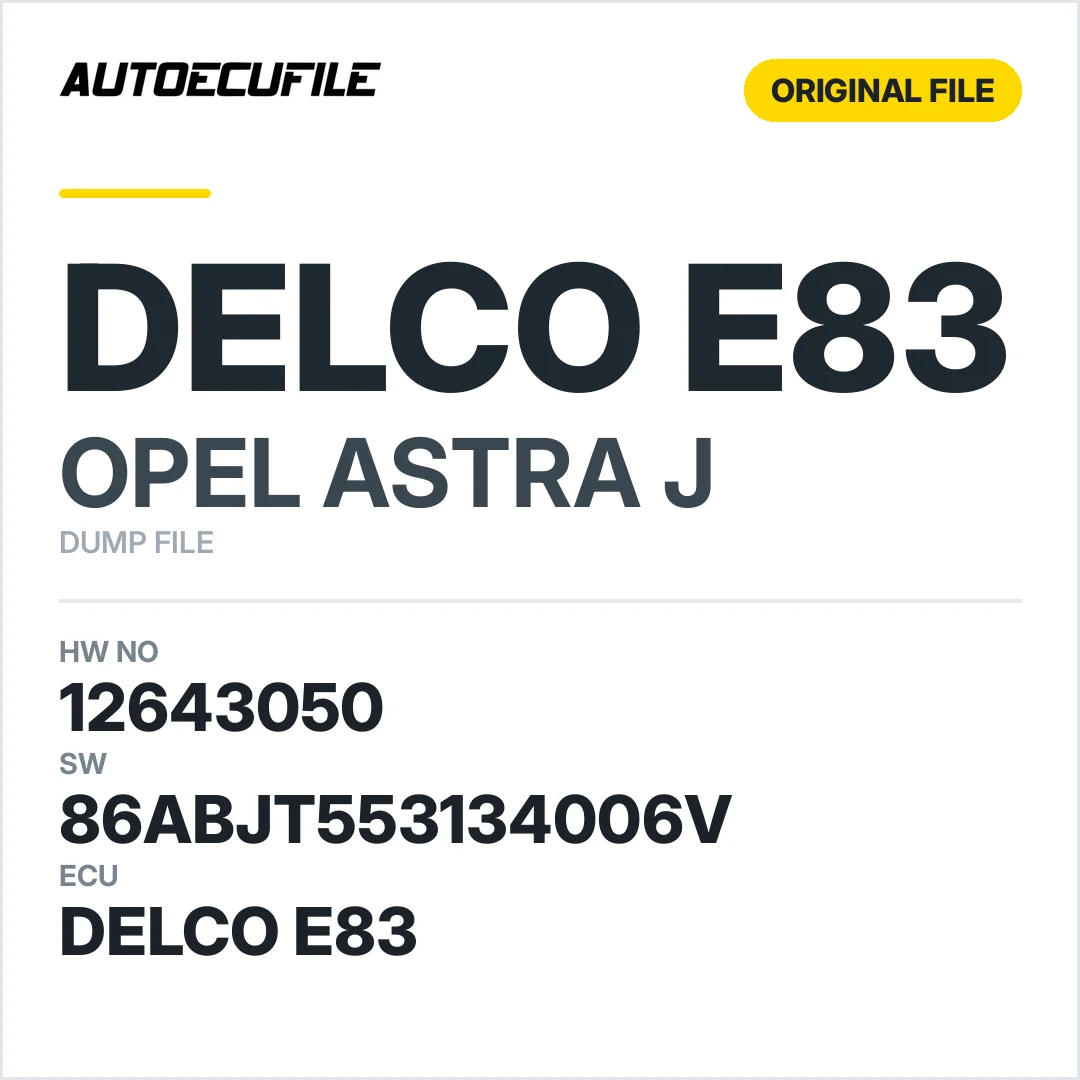 OPEL ASTRA J DELCO E83 12643050 86ABJT553134006V DUMP.