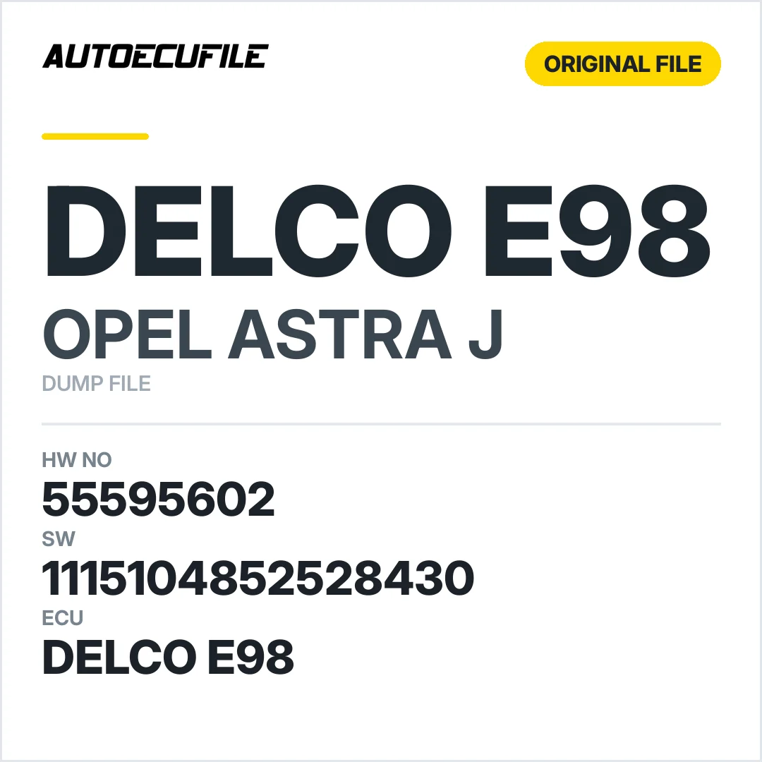 OPEL ASTRA J DELCO E98 55595602 1115104852528430 DUMP