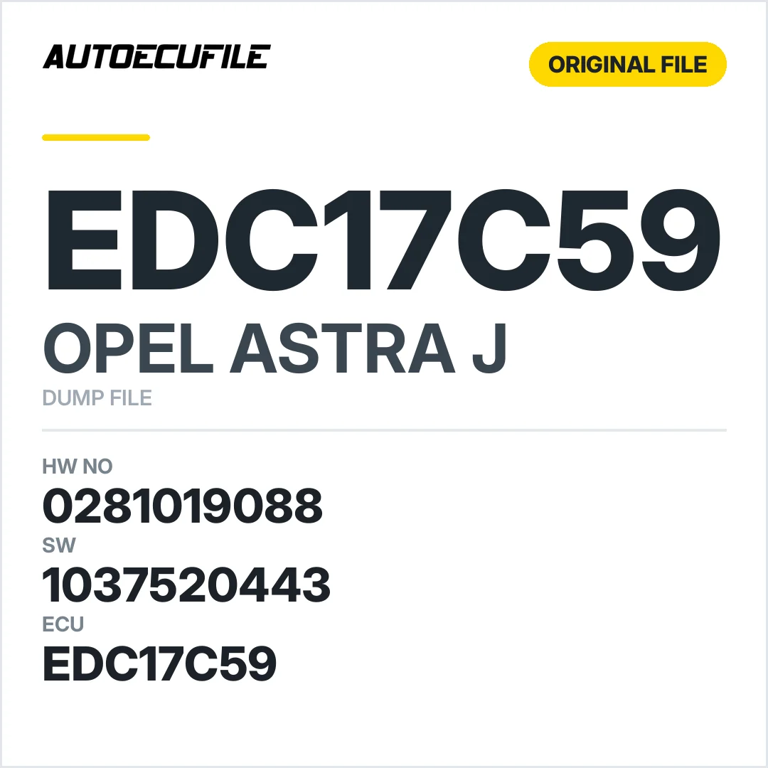 OPEL ASTRA J EDC17C59 0281019088 1037523305 1037520443 DUMP