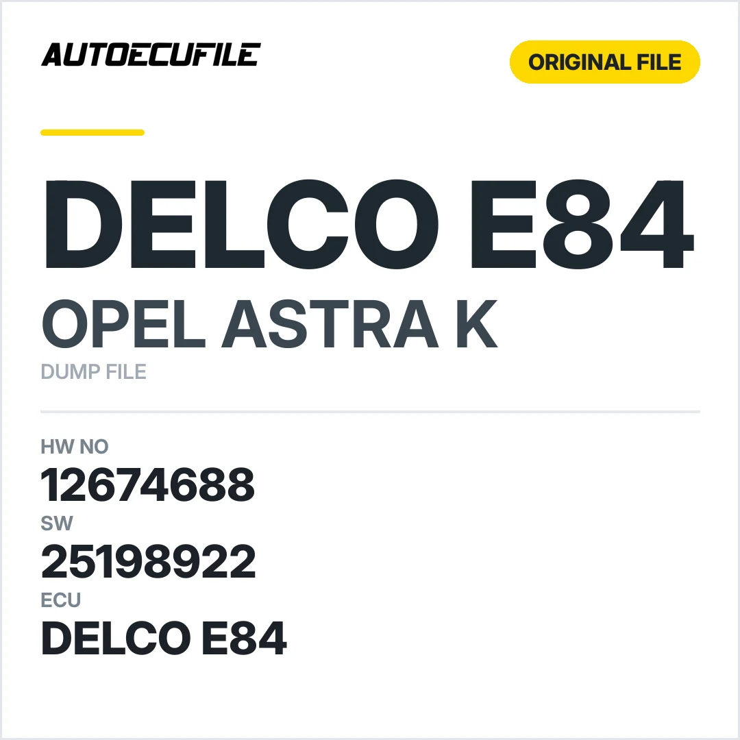 OPEL ASTRA K DELCO E84 12674688 25198922 DUMP