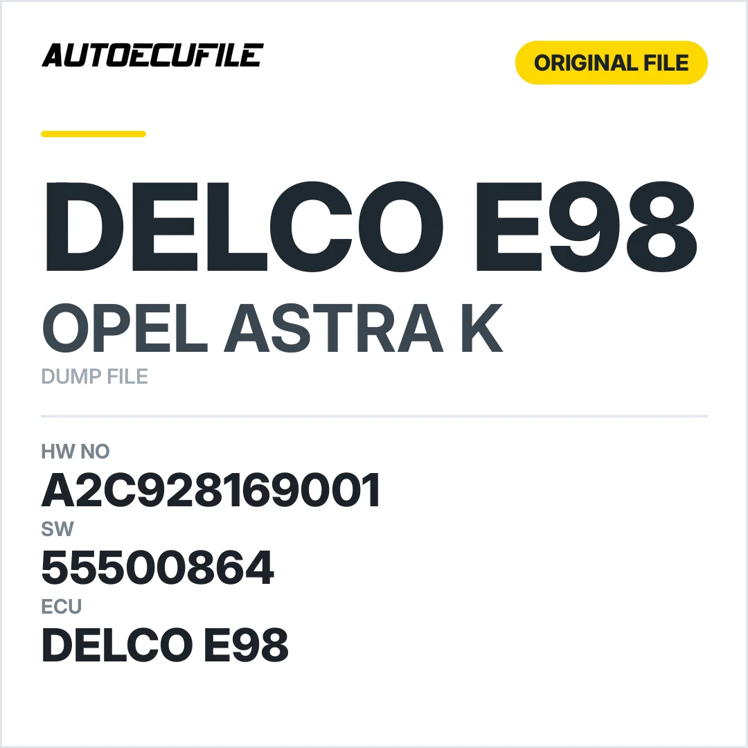 OPEL ASTRA K DELCO E98 A2C928169001 55500864 DUMP