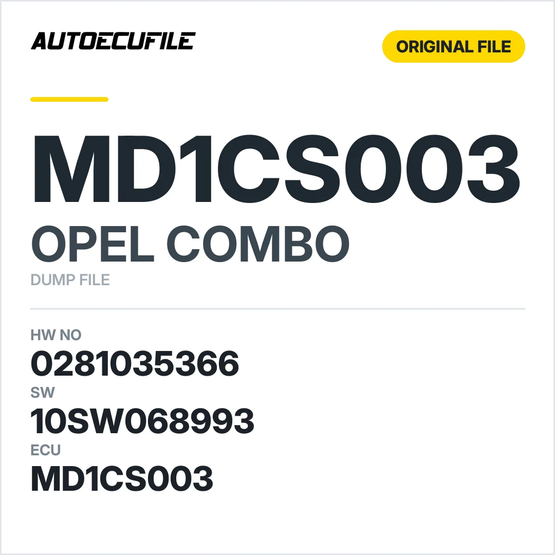 OPEL COMBO MD1CS003 0281035366 10SW041331 10SW068993 DUMP