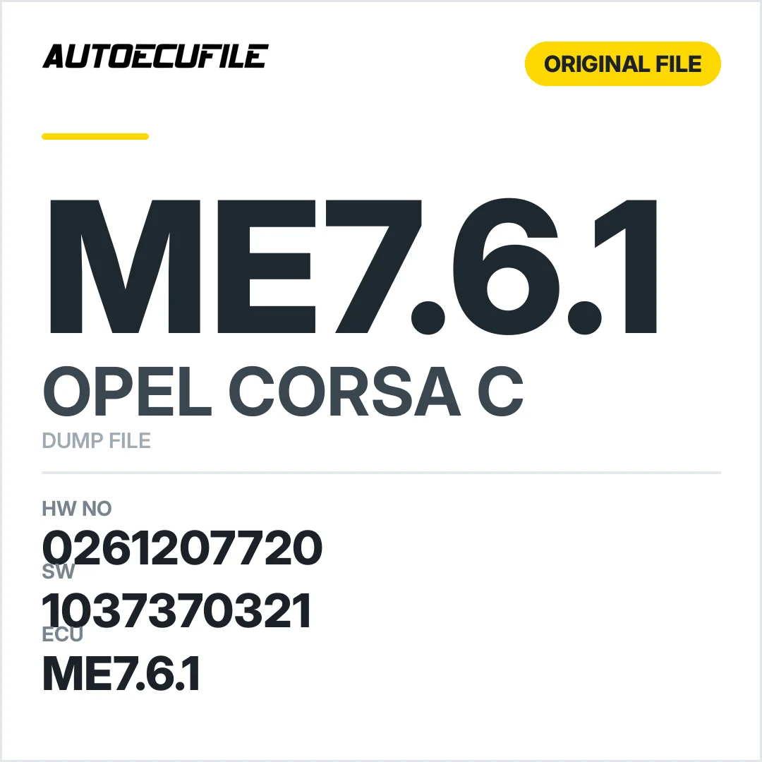 OPEL CORSA C ME7.6.1 0261207720 1037370321 DUMP