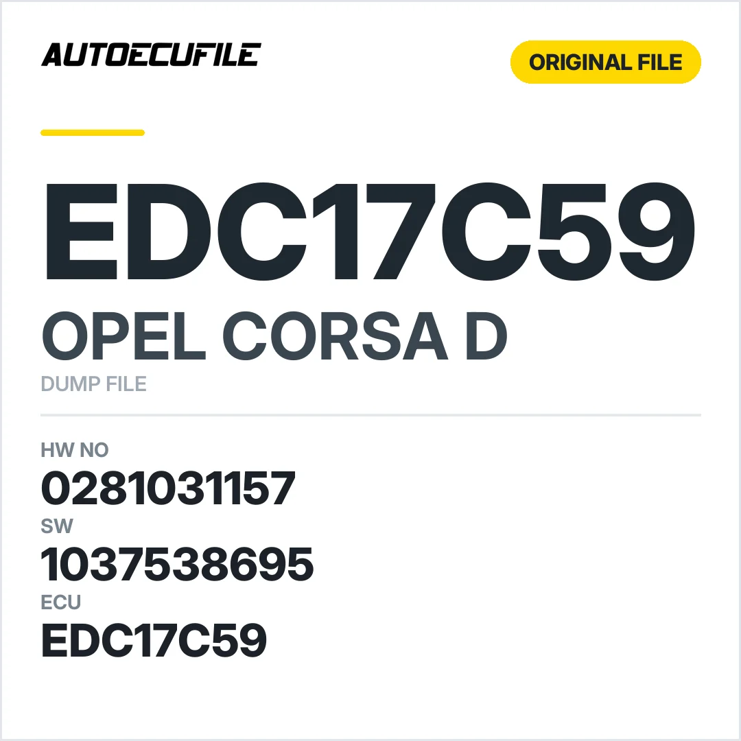 OPEL CORSA D EDC17C59 0281031157 1037538695 DUMP