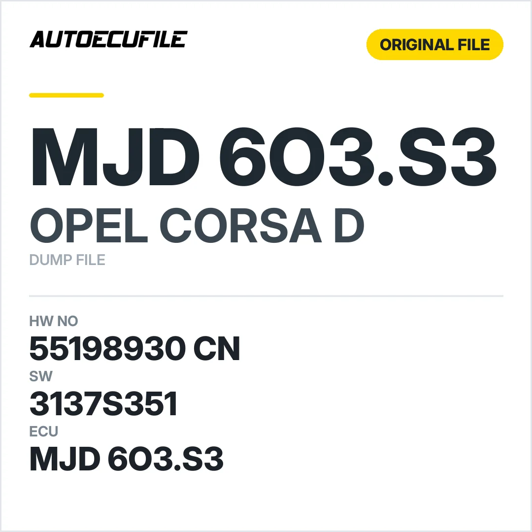 OPEL CORSA D MJD 603.S3 55198930 CN 3137S351 DUMP