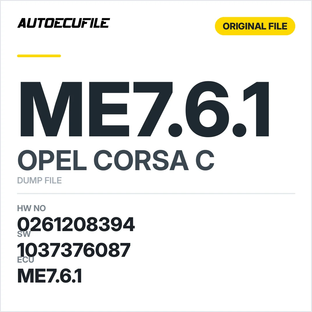 OPEL CORSA ME7.6.1 0261208394 1037376087 DUMP