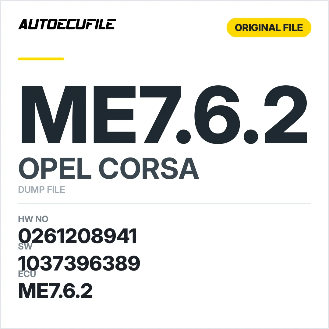 OPEL CORSA ME7.6.2 0261208941 1037396389 DUMP