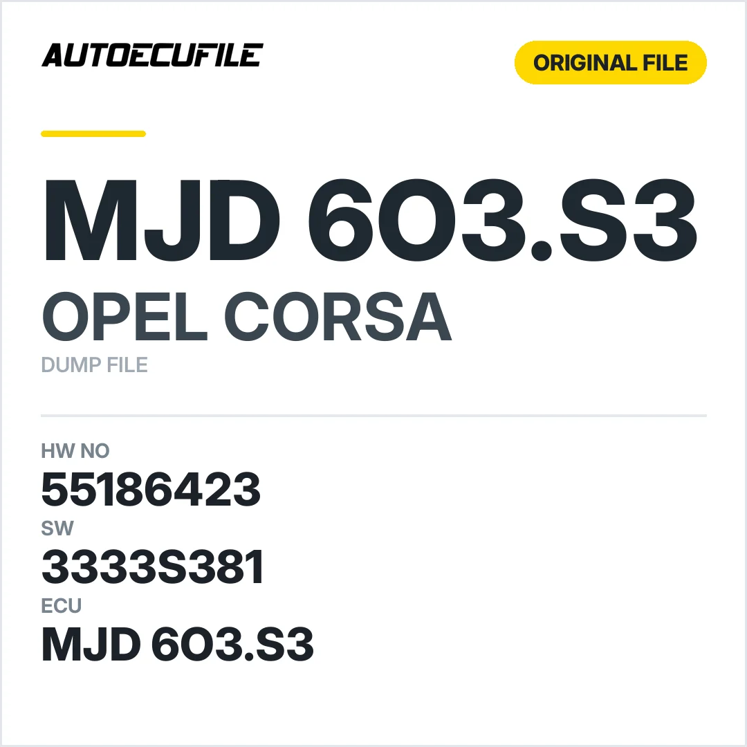OPEL CORSA MJD 6O3.S3 55186423 3333S381 DUMP