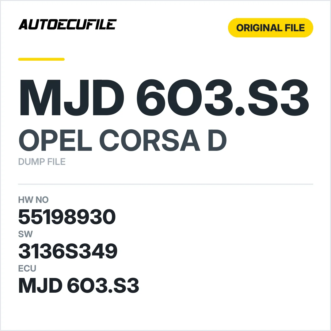 OPEL CORSA MJD603.S3 55198930 3136S349 DUMP